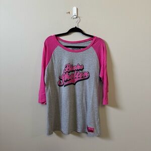 Blake Shelton pink/grey concert baseball tee top